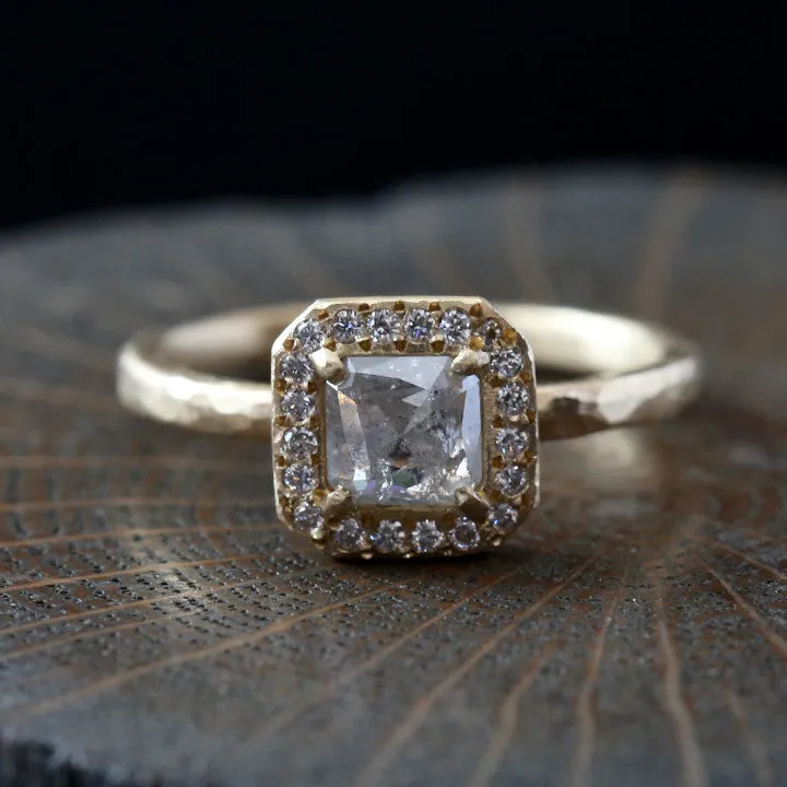 0.57ct  Icy grey diamond ring