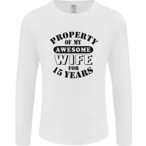 15th Wedding Anniversary 15 Year Funny Wife Mens Long Sleeve T-Shirt