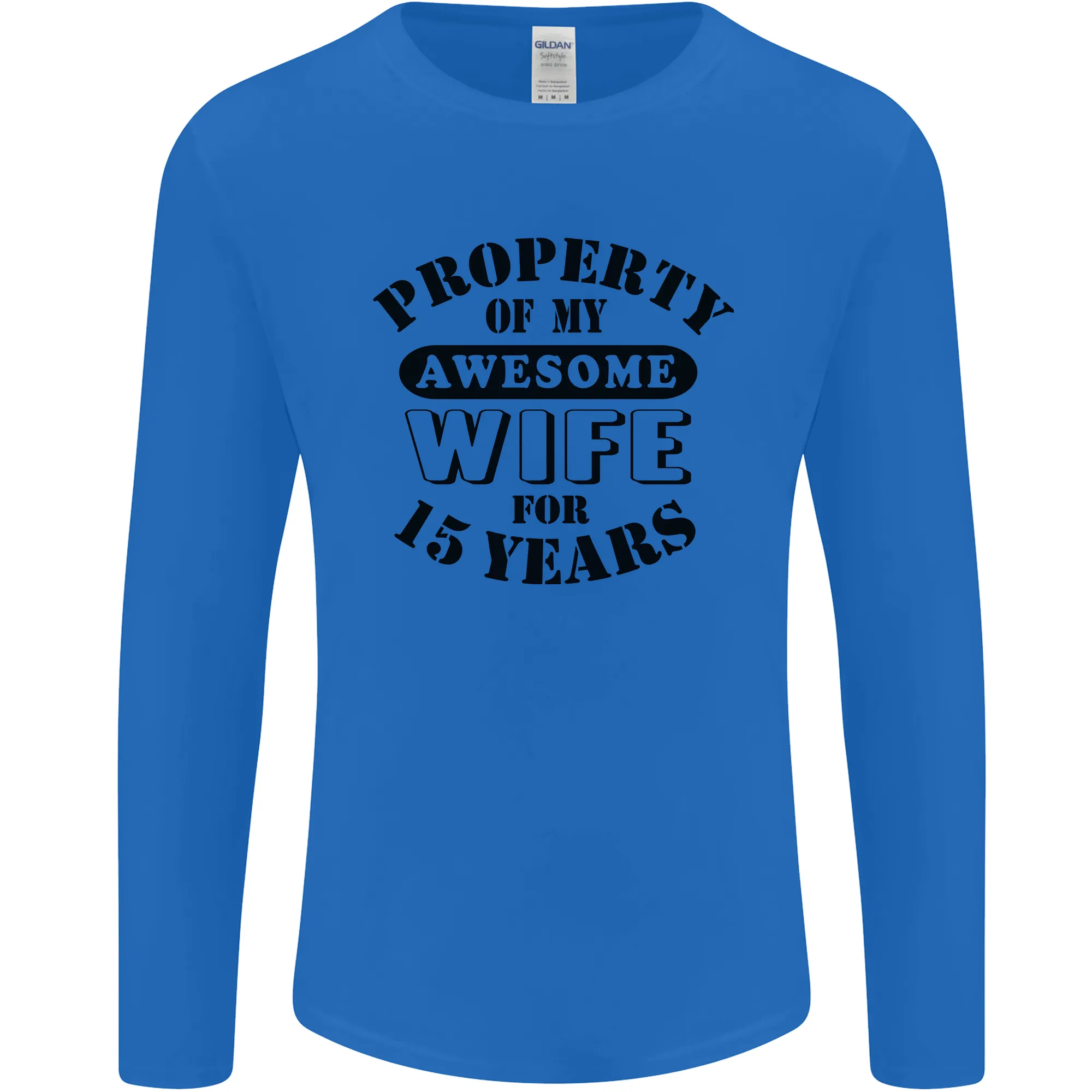 15th Wedding Anniversary 15 Year Funny Wife Mens Long Sleeve T-Shirt