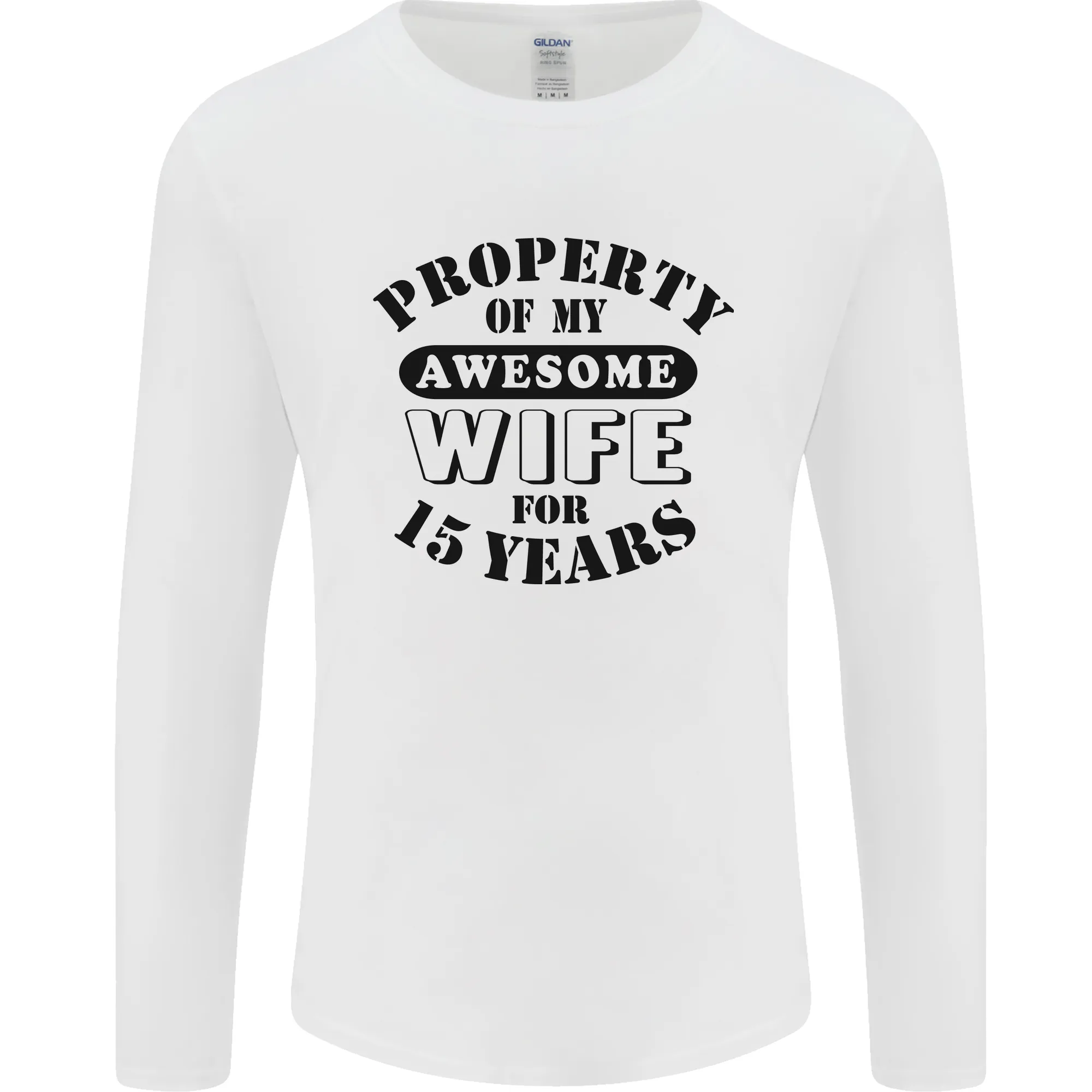 15th Wedding Anniversary 15 Year Funny Wife Mens Long Sleeve T-Shirt