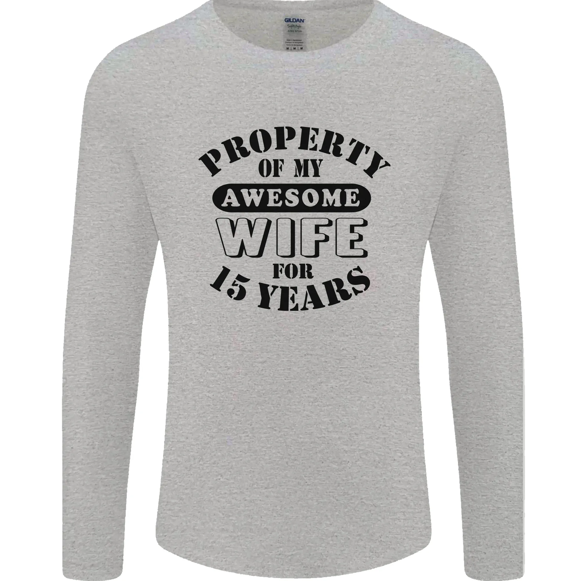 15th Wedding Anniversary 15 Year Funny Wife Mens Long Sleeve T-Shirt