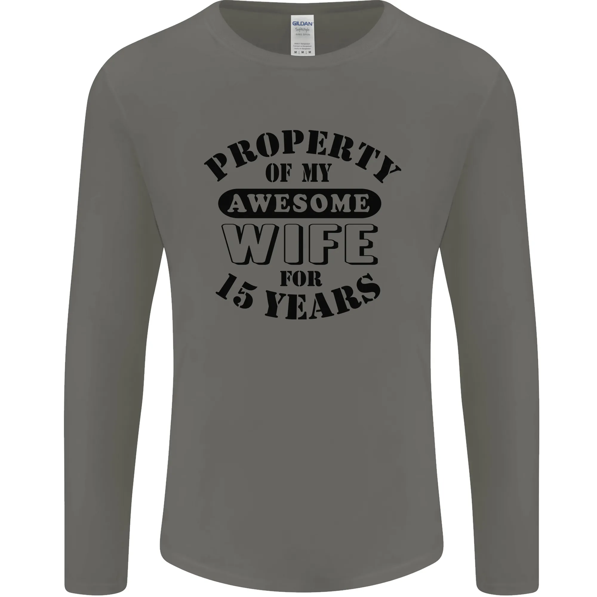 15th Wedding Anniversary 15 Year Funny Wife Mens Long Sleeve T-Shirt