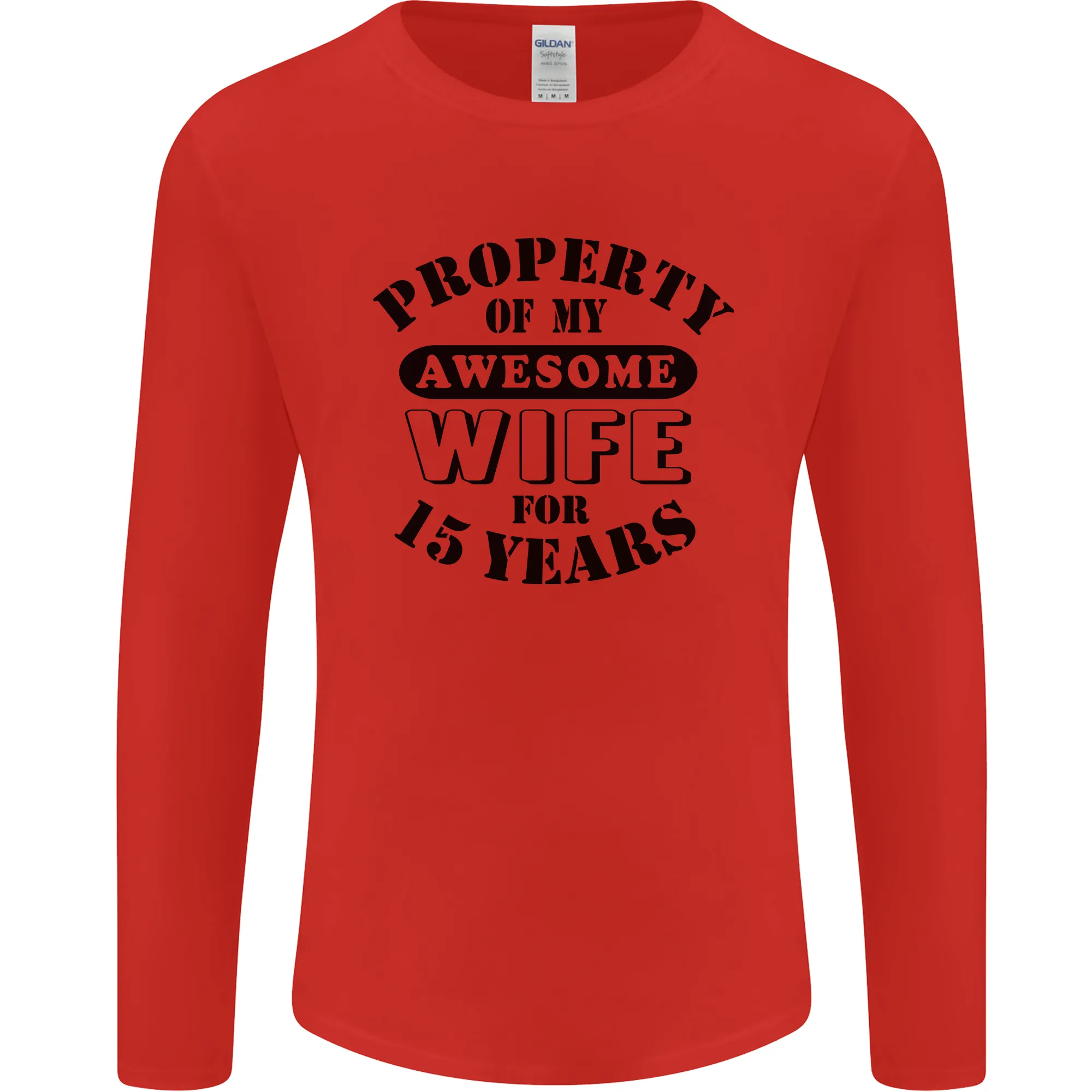 15th Wedding Anniversary 15 Year Funny Wife Mens Long Sleeve T-Shirt