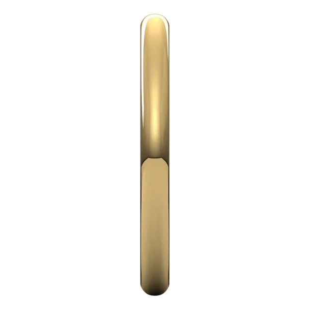 18K Yellow Gold Half Round Ultra-Light Wedding Band, 2 mm Wide