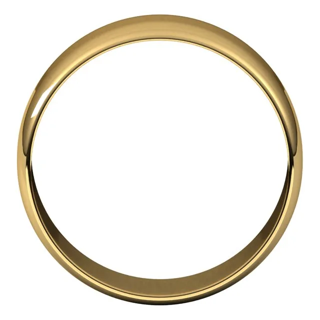 18K Yellow Gold Half Round Ultra-Light Wedding Band, 8 mm Wide
