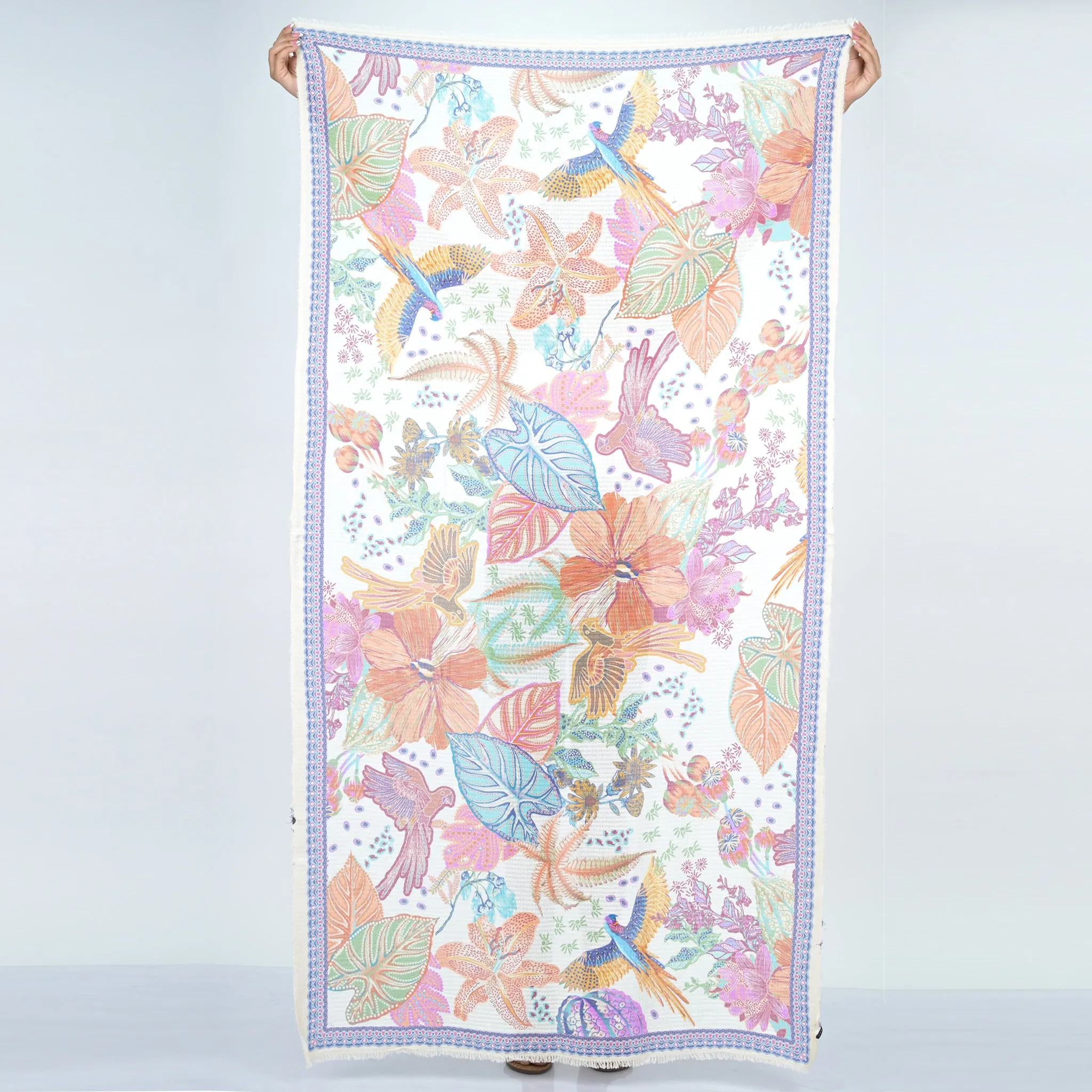 Amazon Forest Print Pareo / Scarf - Cream
