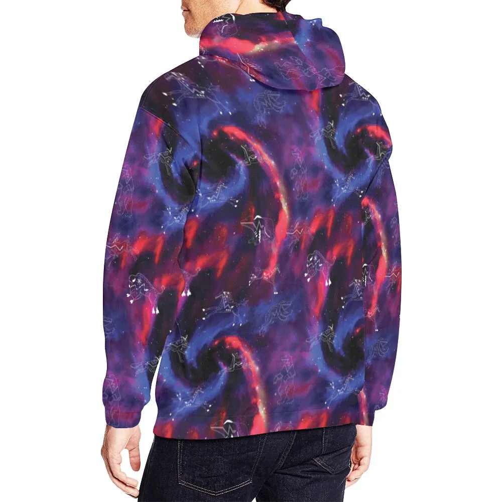 Animal Ancestors 3 Blue Pink Swirl Hoodie for Men (USA Size)
