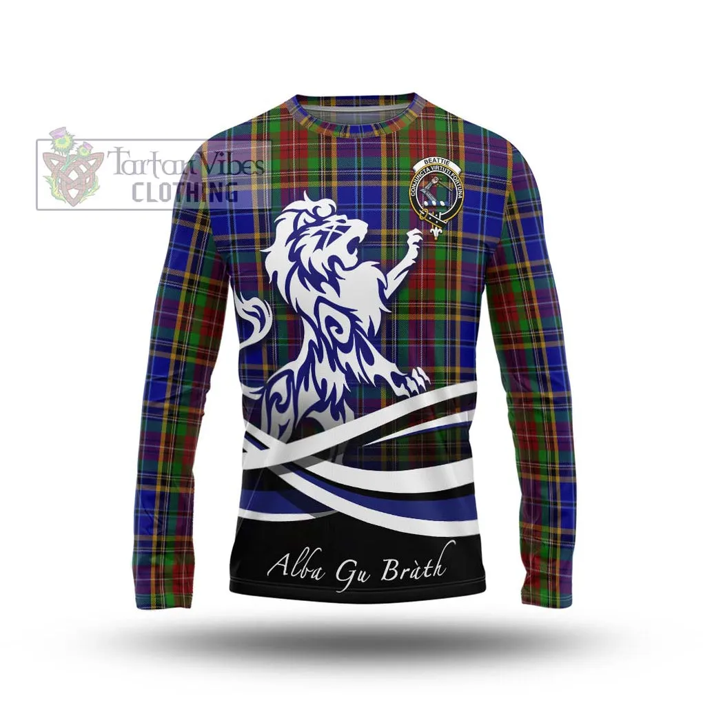 Beattie Tartan Long Sleeve T-Shirt with Alba Gu Brath Regal Lion Emblem