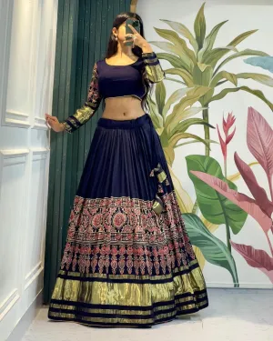 Beautiful Designer Pure Modal Ajrakh Handblock Print Gajji Silk Chaniya Choli