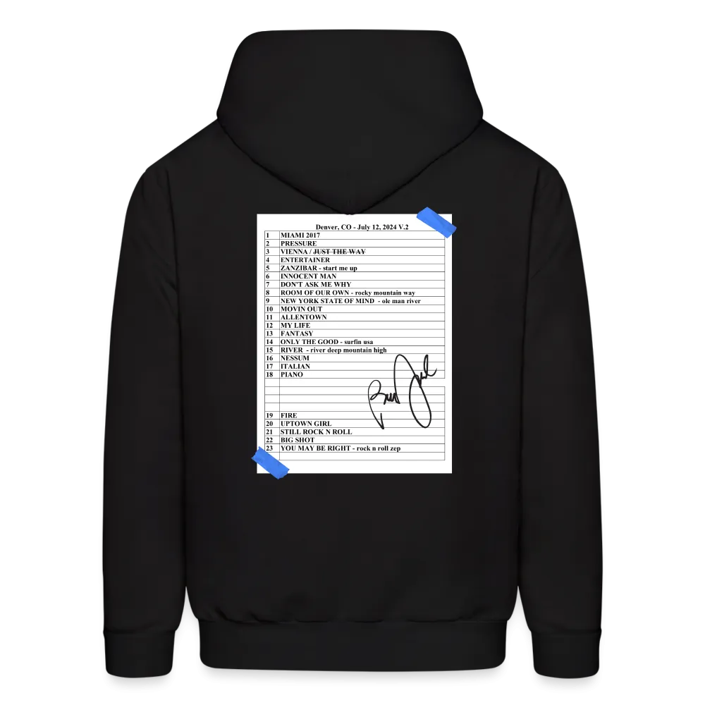 Billy Joel "7-12-24 Denver Set List" Black Hoodie  Online Exclusive