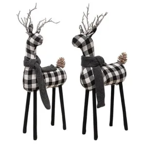  Black & White Plaid Deer 20" H