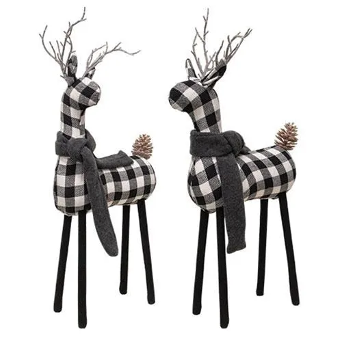  Black & White Plaid Deer 20" H