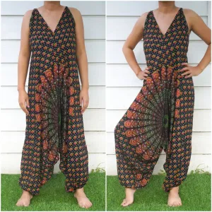 Boho Chic Black Chakra Wide-Leg Jumpsuit for Effortless Summer Vibes