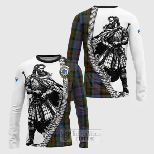 Bowie Tartan Clan Crest Long Sleeve T-Shirt with Highlander Warrior Celtic Style