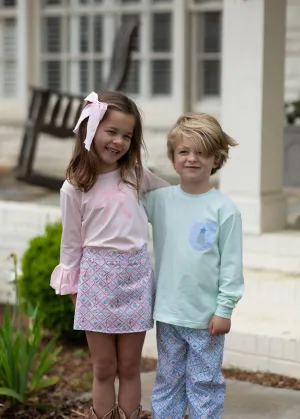 Boy Tee Long Sleeve Premium in Icy Mint Knit with Pocket w/ Mini Tree w/ Star