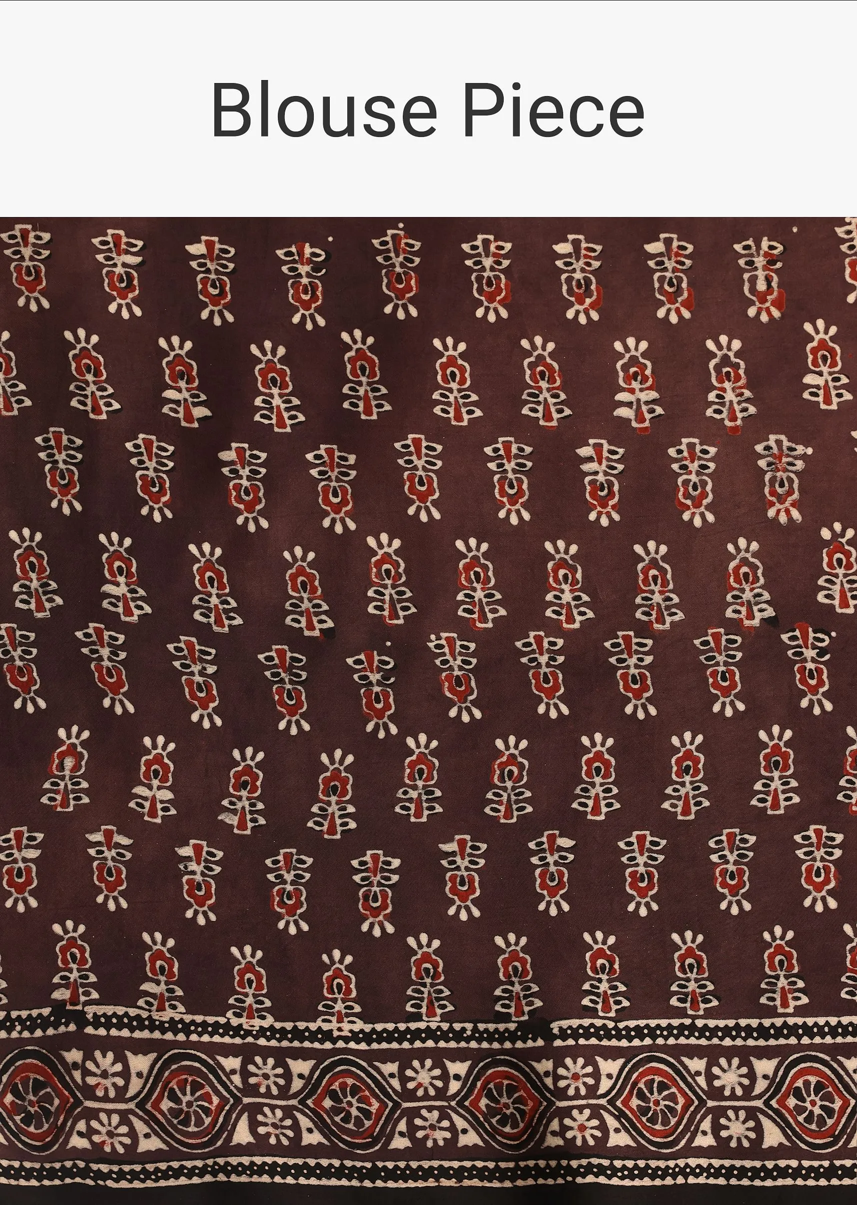Brown Modal Satin Ajrakh Handblock Printed Saree