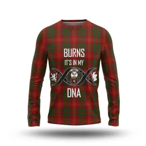 Burns Tartan Long Sleeve T-Shirt with Family Crest DNA In Me Style
