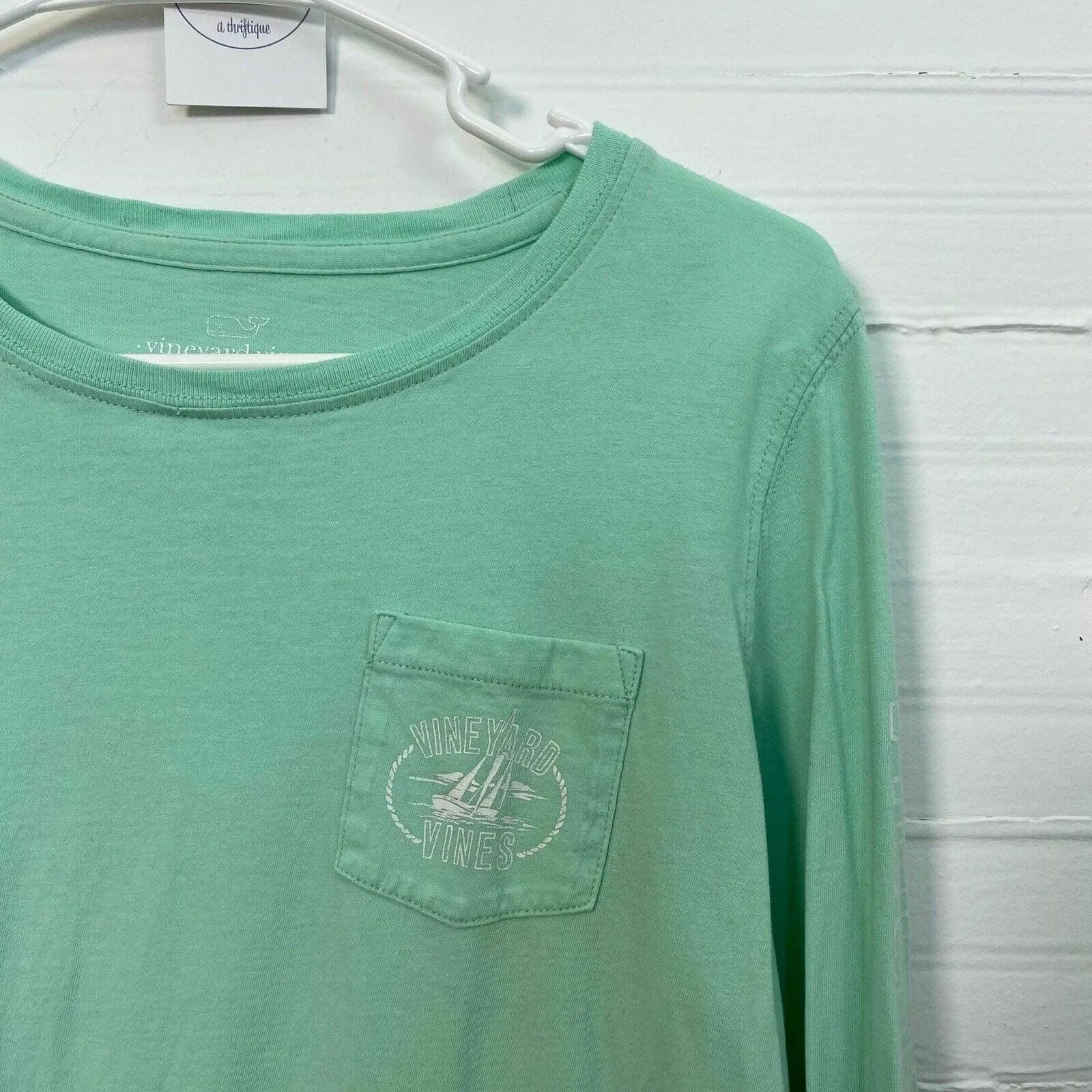 Captivating Vineyard Vines Womens T-Shirt Mint Green Long Sleeve XS