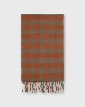 Cashmere Scarf in Mink/Orange Plaid