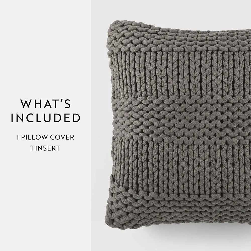 Chunky Knit Throw Pillow Cover and Insert