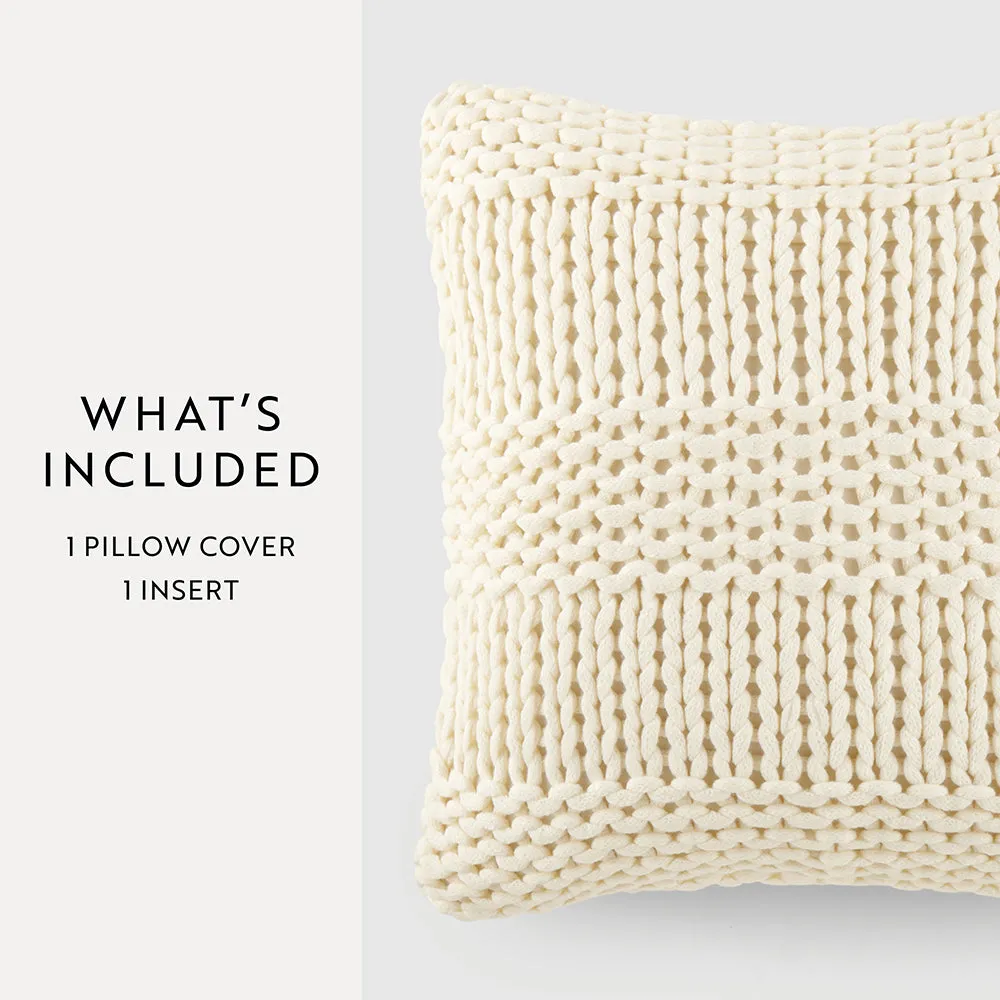 Chunky Knit Throw Pillow Cover and Insert