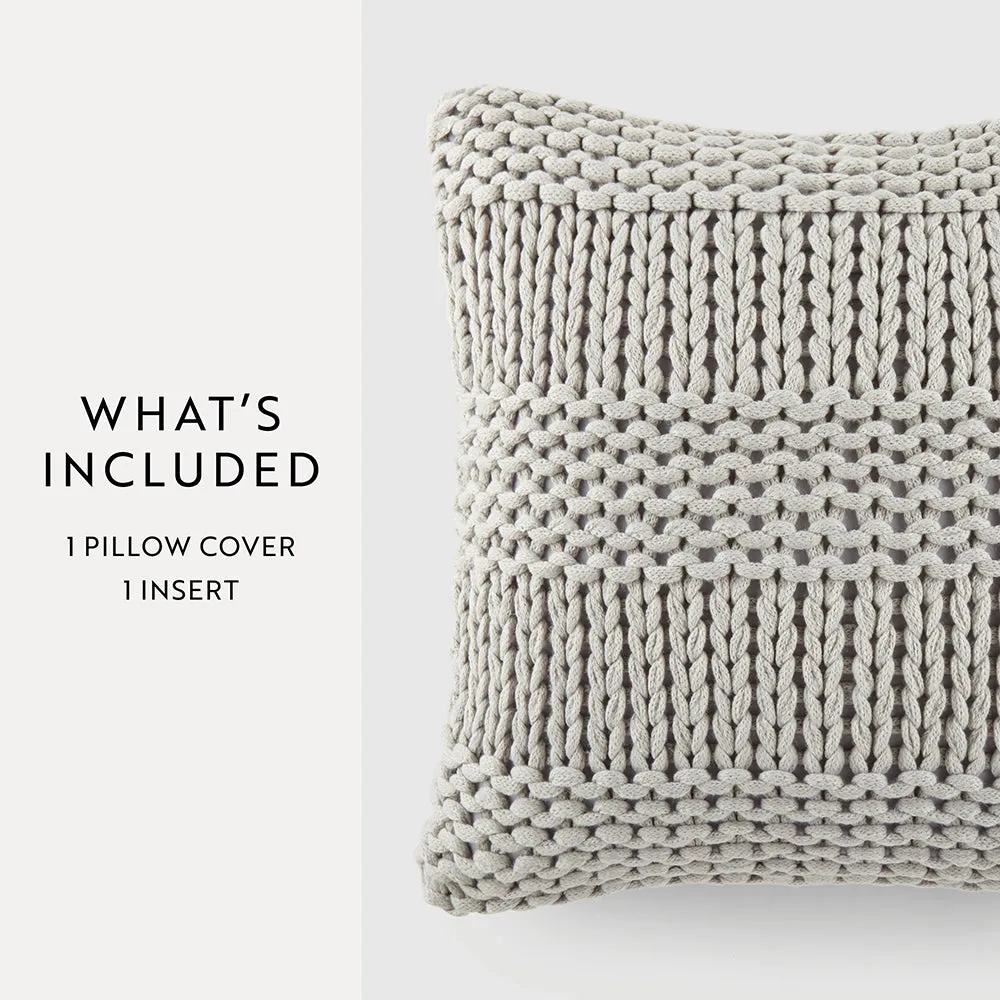 Chunky Knit Throw Pillow Cover and Insert