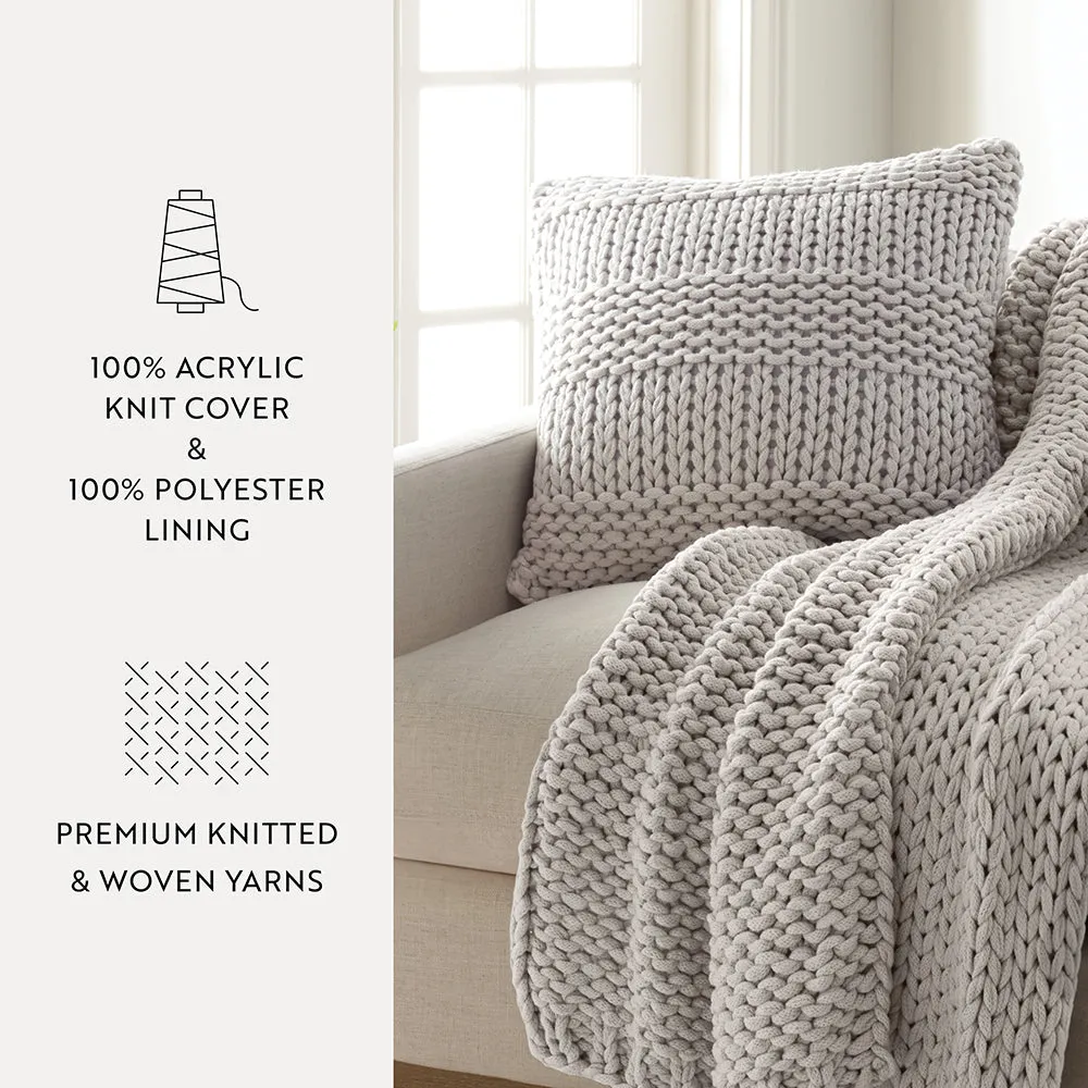 Chunky Knit Throw Pillow Cover and Insert