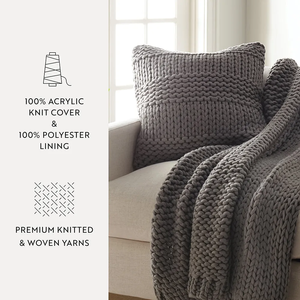Chunky Knit Throw Pillow Cover and Insert