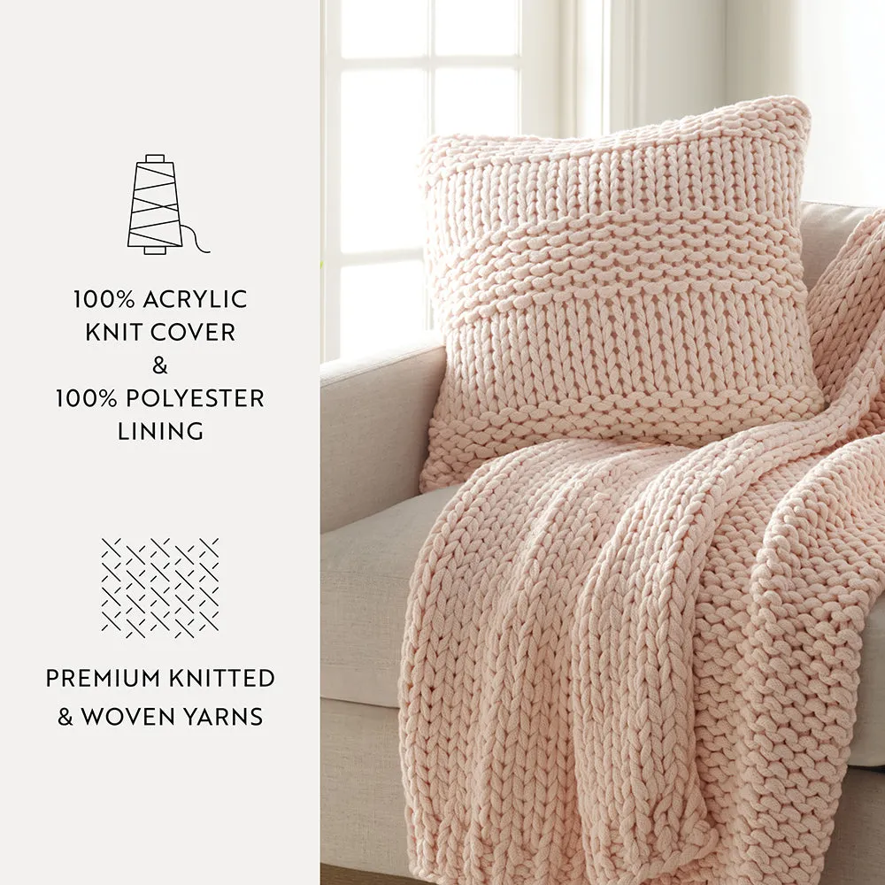 Chunky Knit Throw Pillow Cover and Insert