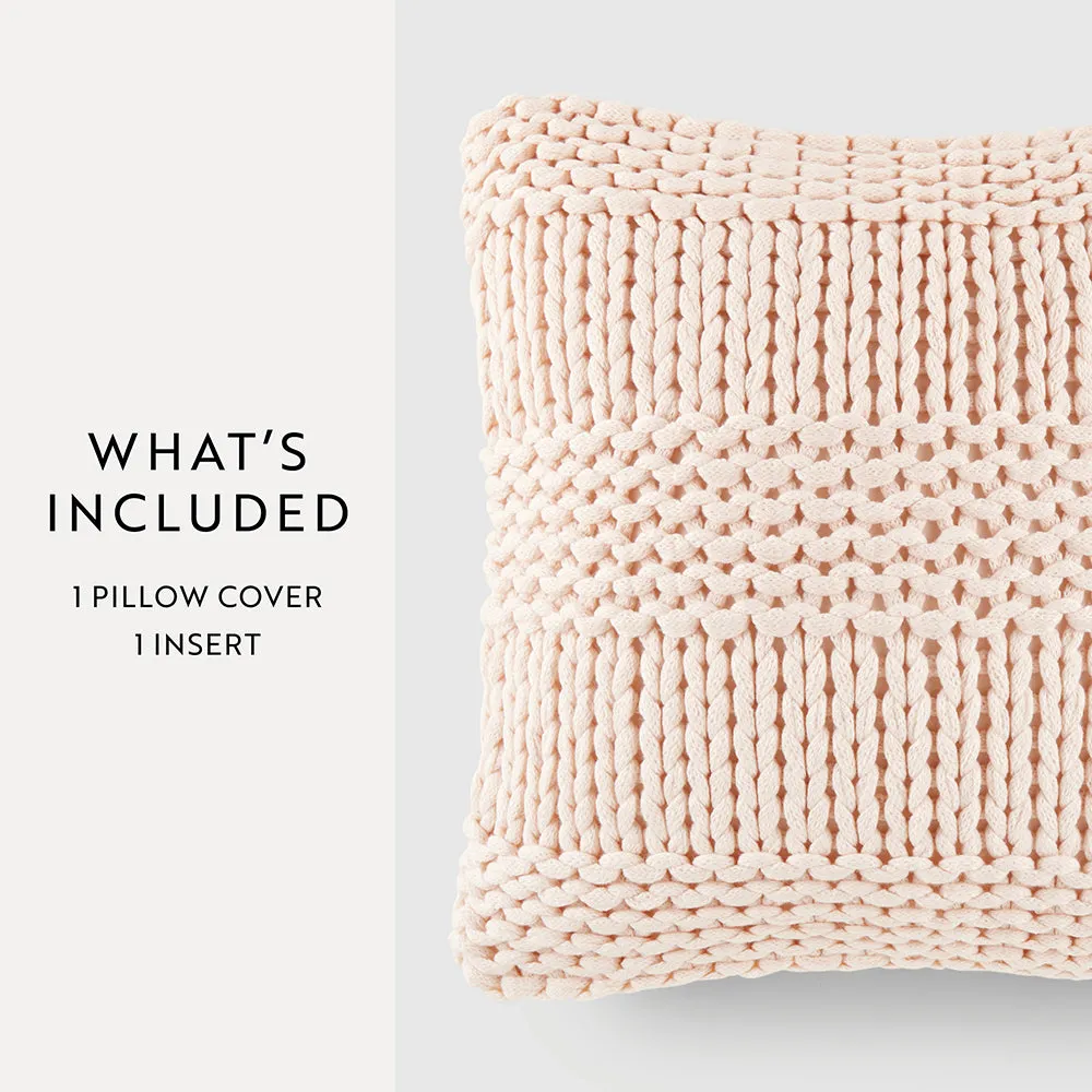 Chunky Knit Throw Pillow Cover and Insert