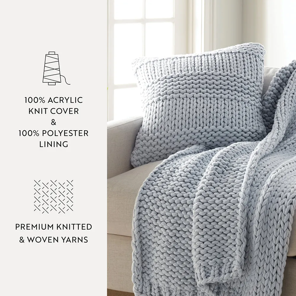 Chunky Knit Throw Pillow Cover and Insert