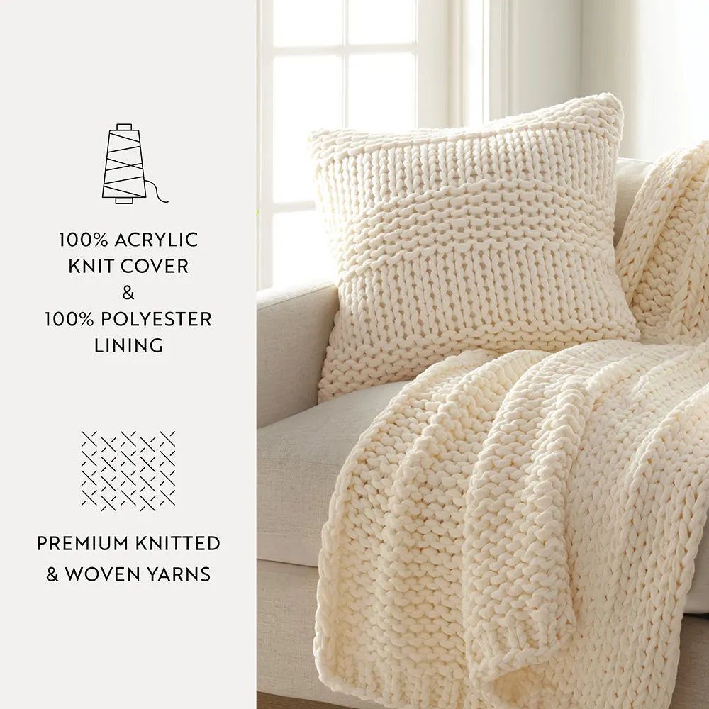 Chunky Knit Throw Pillow Cover and Insert