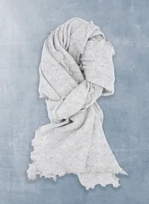 Collina Cashmere Wave Shaped Scarf in Light Grey