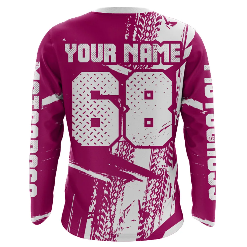 Custom Braaap Motocross Jersey Pink Dirt Bike Shirt UPF30  Youth Motorcycle Racing Girls Off-road Jersey