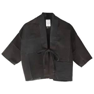 Denim Patchwork Jacket - w/ Ties