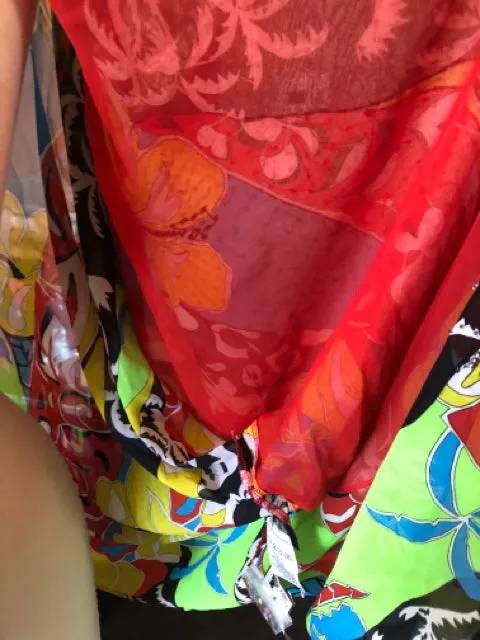 Diane Fres Blue Green Red Floral Beaded Kimono Jacket NWOT
