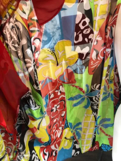 Diane Fres Blue Green Red Floral Beaded Kimono Jacket NWOT