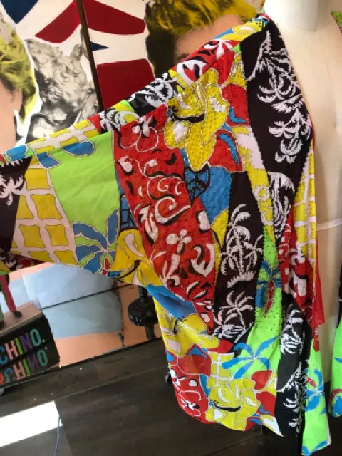 Diane Fres Blue Green Red Floral Beaded Kimono Jacket NWOT