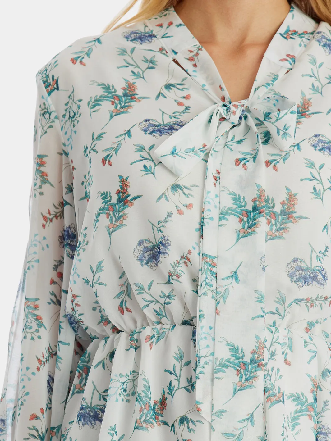 Floral Print Tied Waist Split Sleeve Jumpsuit