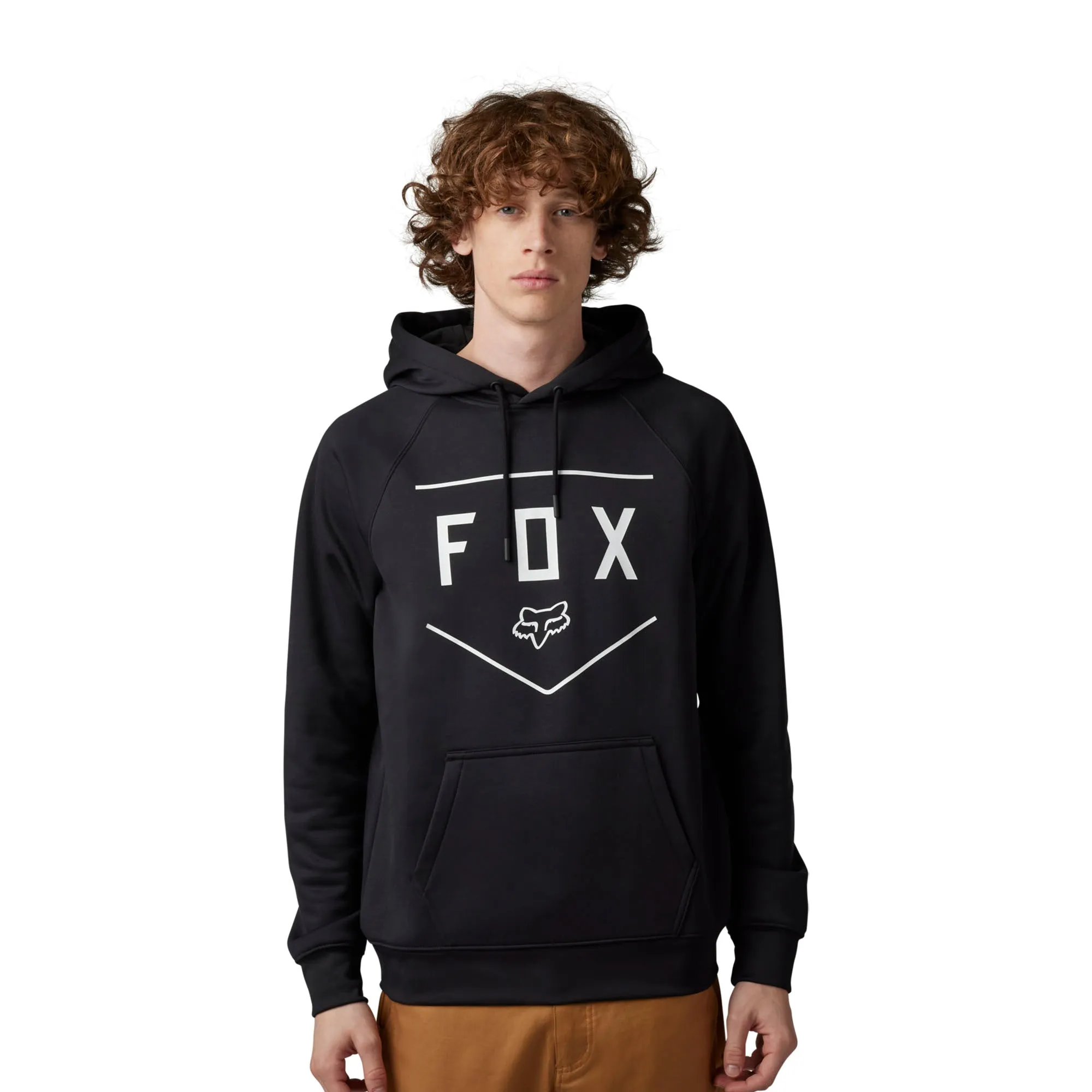 Fox Racing  Mens Shield Pullover Hoodie Sweatshirt Kanga-Style Pockets Soft Black