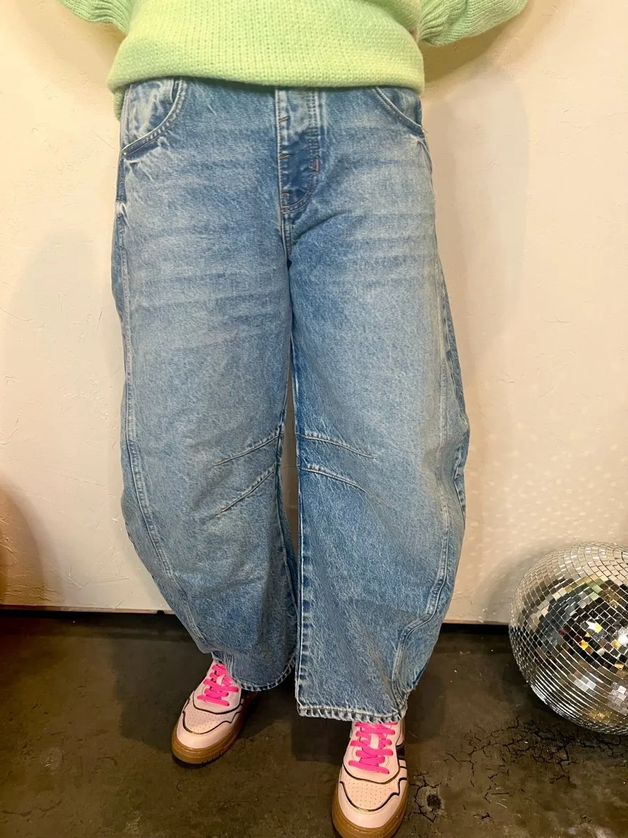 Free People: Good Luck Mid Rise Barrel - Ultra Light Beam