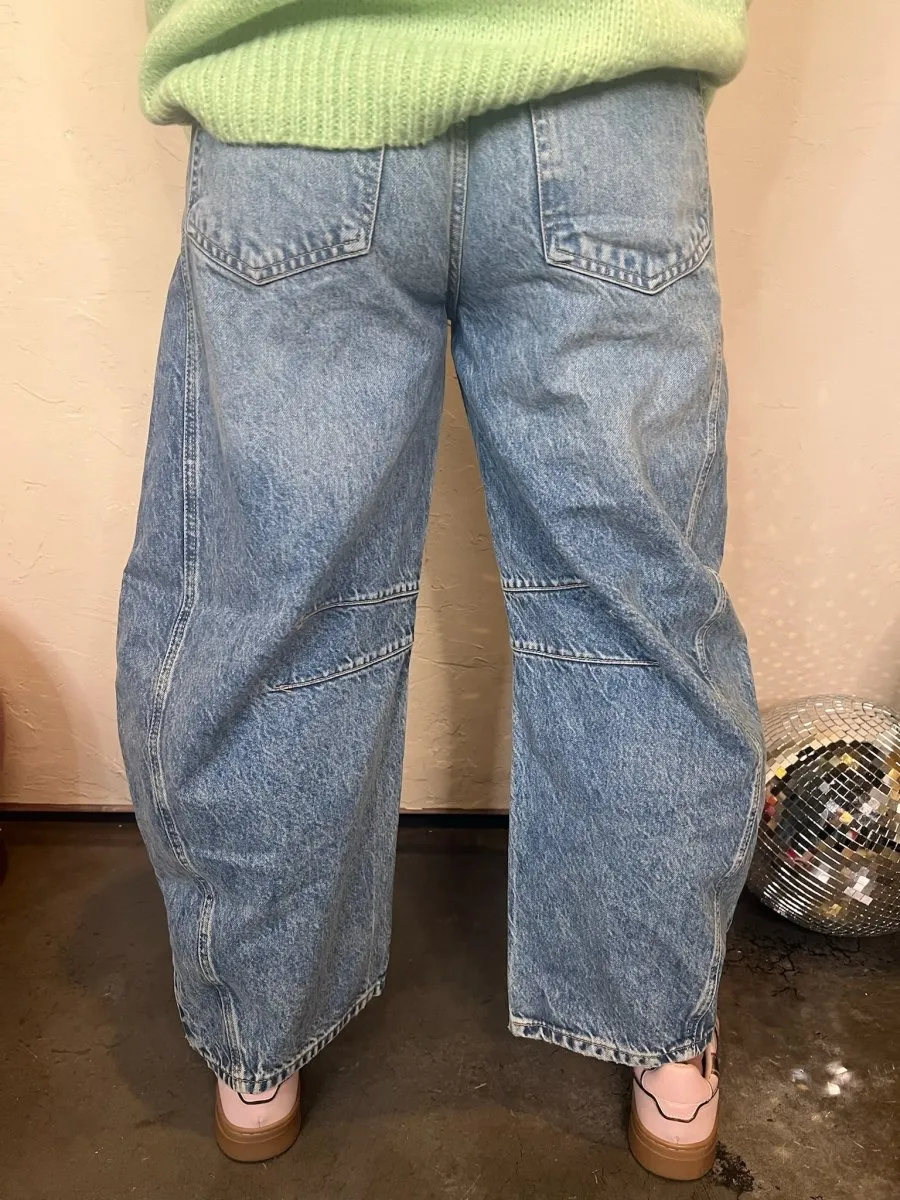 Free People: Good Luck Mid Rise Barrel - Ultra Light Beam