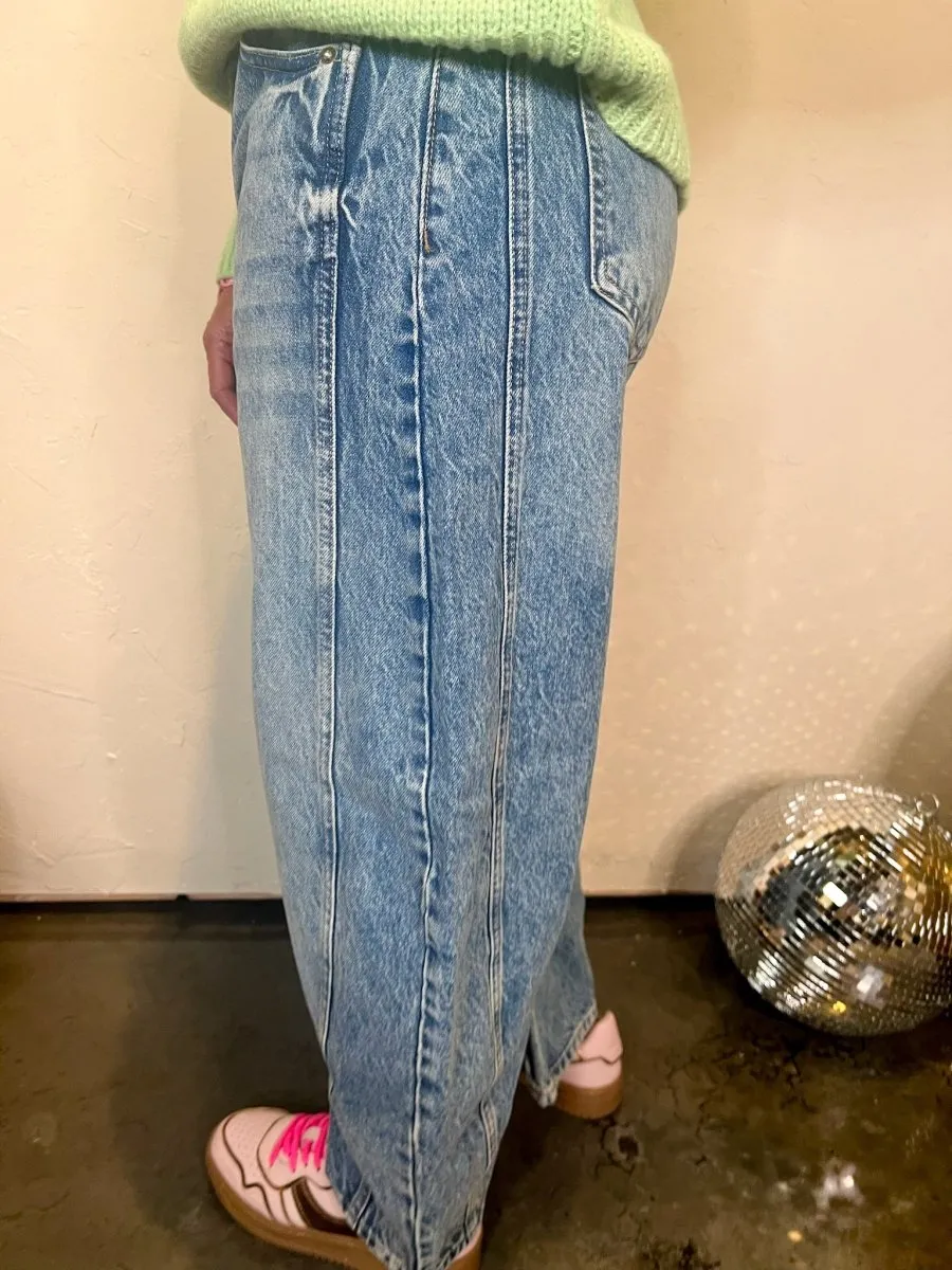 Free People: Good Luck Mid Rise Barrel - Ultra Light Beam