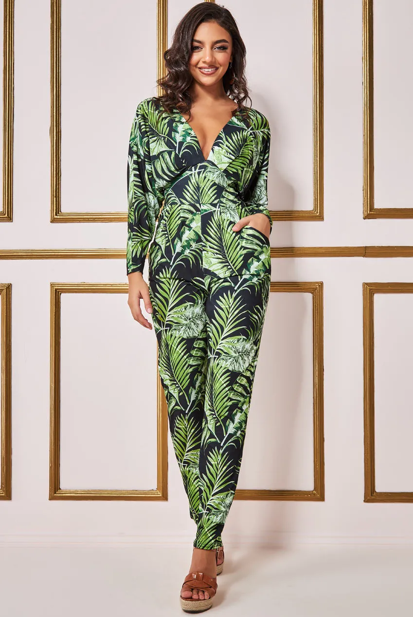 Goddiva Tropical Print Jumpsuit
