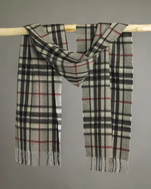 Grey Thomson Tartan Wide Cashmere Scarf