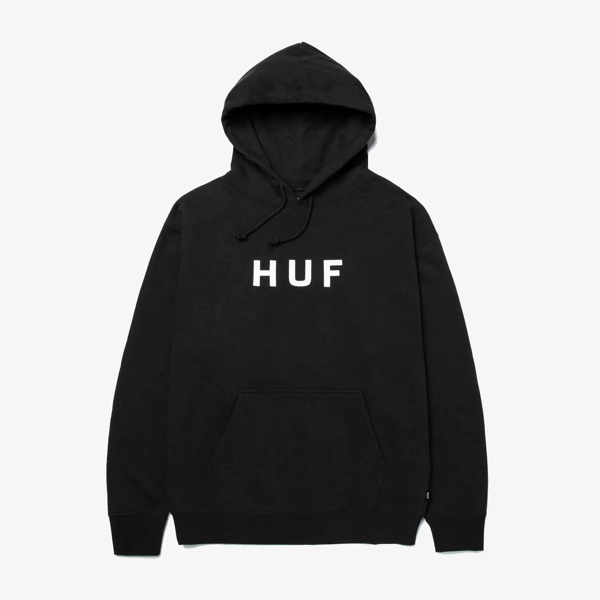 HUF | ESSENTIALS OG LOGO HOODIE  { BLACK
