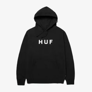 HUF | ESSENTIALS OG LOGO HOODIE  { BLACK