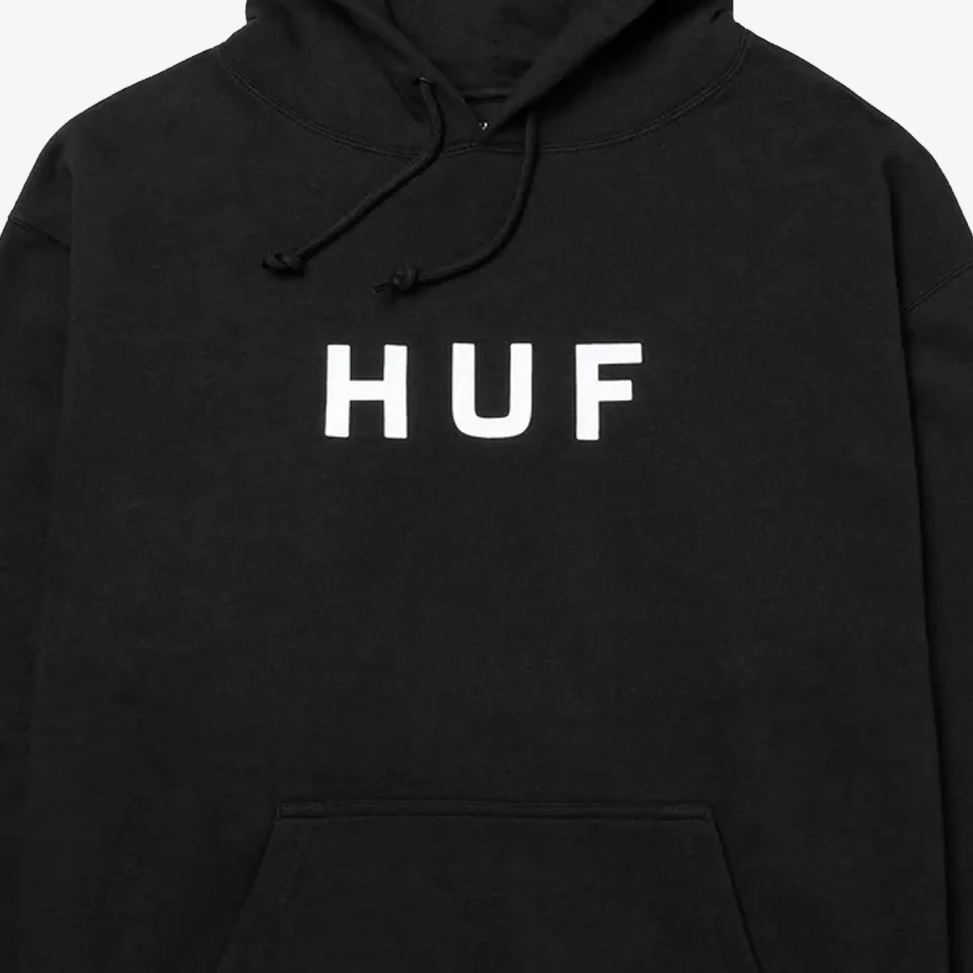 HUF | ESSENTIALS OG LOGO HOODIE  { BLACK