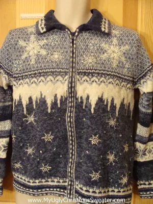 Ice and Snow Ugly Christmas Sweater Two Sided Pattern