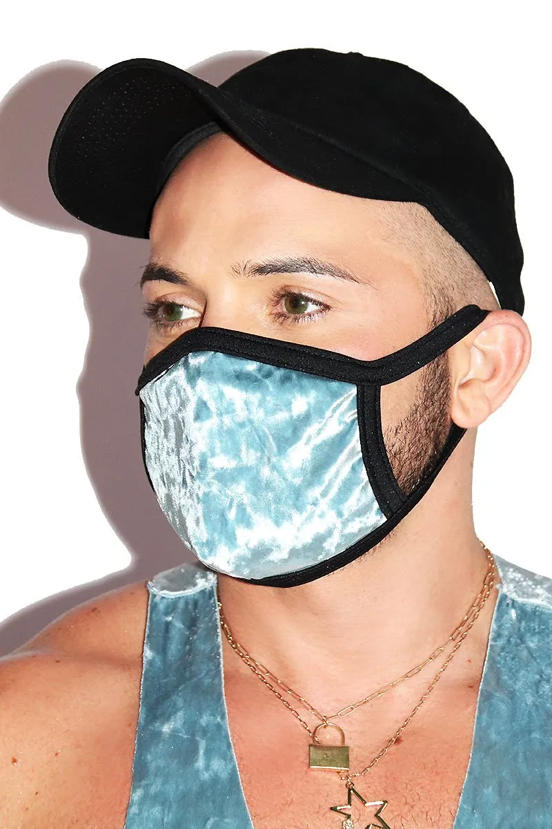 Icy Crushed Velvet Face Mask- Blue